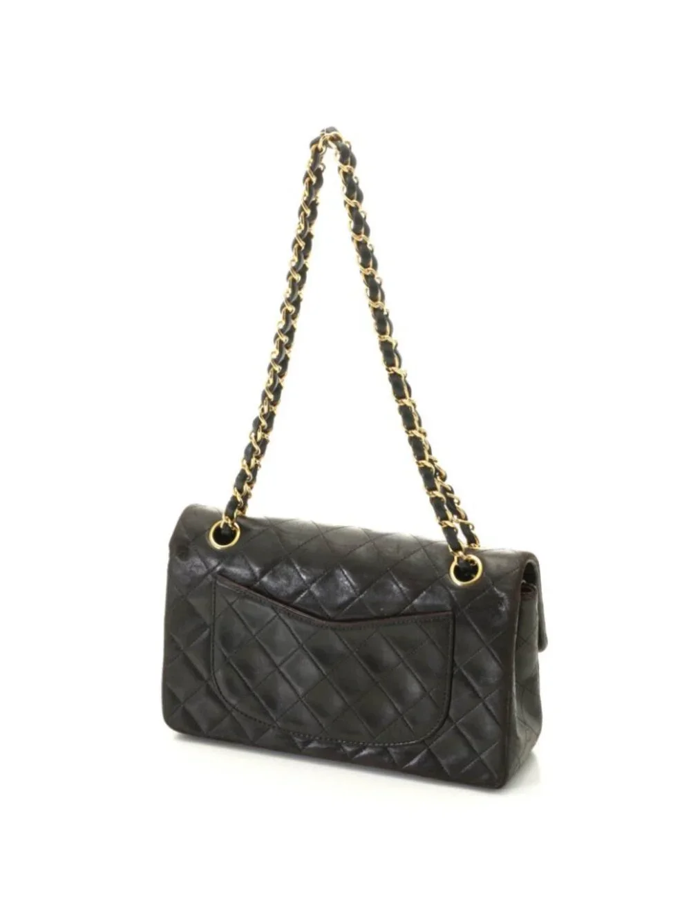 Chanel Quilted Double Flap Bag 23 Black Lambskin